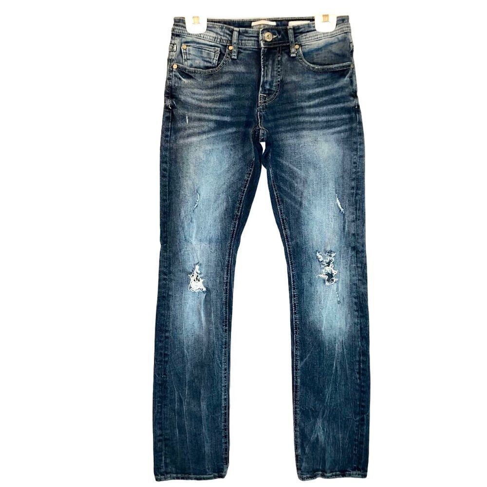 Departwest Trouper Low Rise Slim Distressed Jeans in Blue Wash Women’s  29/32
